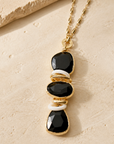 GAS BIJOUX - SAUTOIR SILENE DORÉ - ONYX ET ACETATE BEIGE