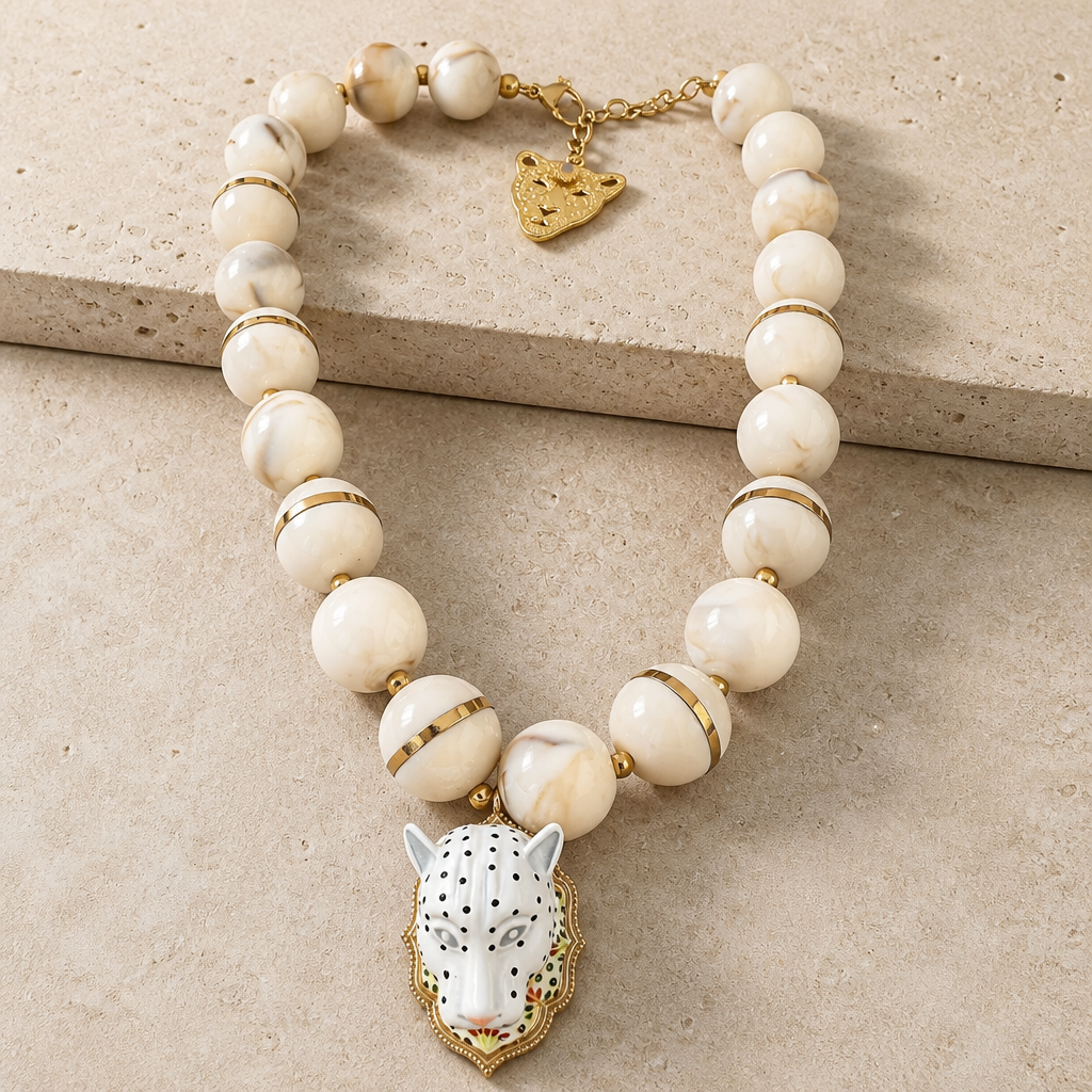 EXVOTOBYNAGAP - COLLIER PANTHERE IVOIRE