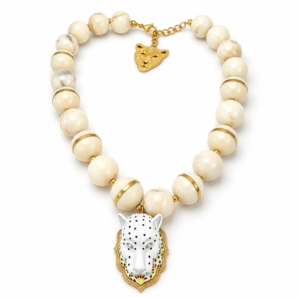 EXVOTOBYNAGAP - COLLIER PANTHERE IVOIRE