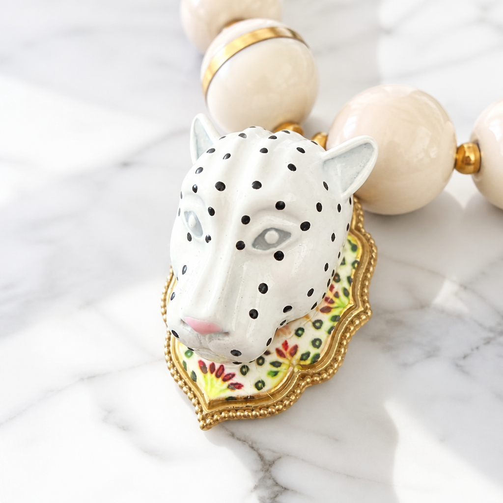 EXVOTOBYNAGAP - COLLIER PANTHERE IVOIRE
