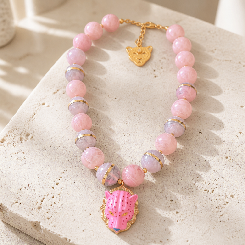 EXVOTOBYNAGAP - COLLIER PANTHERE ROSE