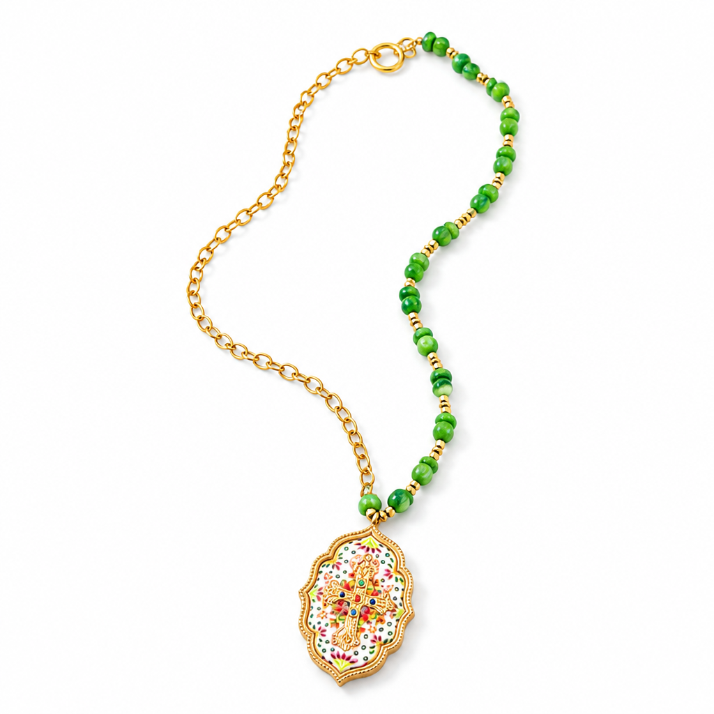 EXVOTOBYNATGAP - COLLIER PENDENTIF EMAILLÉ AVEC CROIX