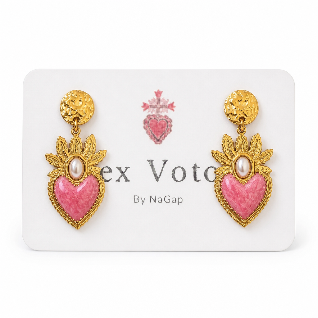 EXVOTOBYNATBYGAP - BOUCLES D'OREILLES DORÉES - EX VOTO - 4 couleurs