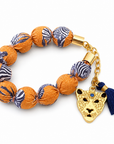 EXVOTOBYNATGAP - BRACELETS BOULES TISSUS AVEC TETE DE TIGRE - 3 COULEURS