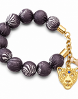 EXVOTOBYNATGAP - BRACELETS BOULES TISSUS AVEC TETE DE TIGRE - 3 COULEURS