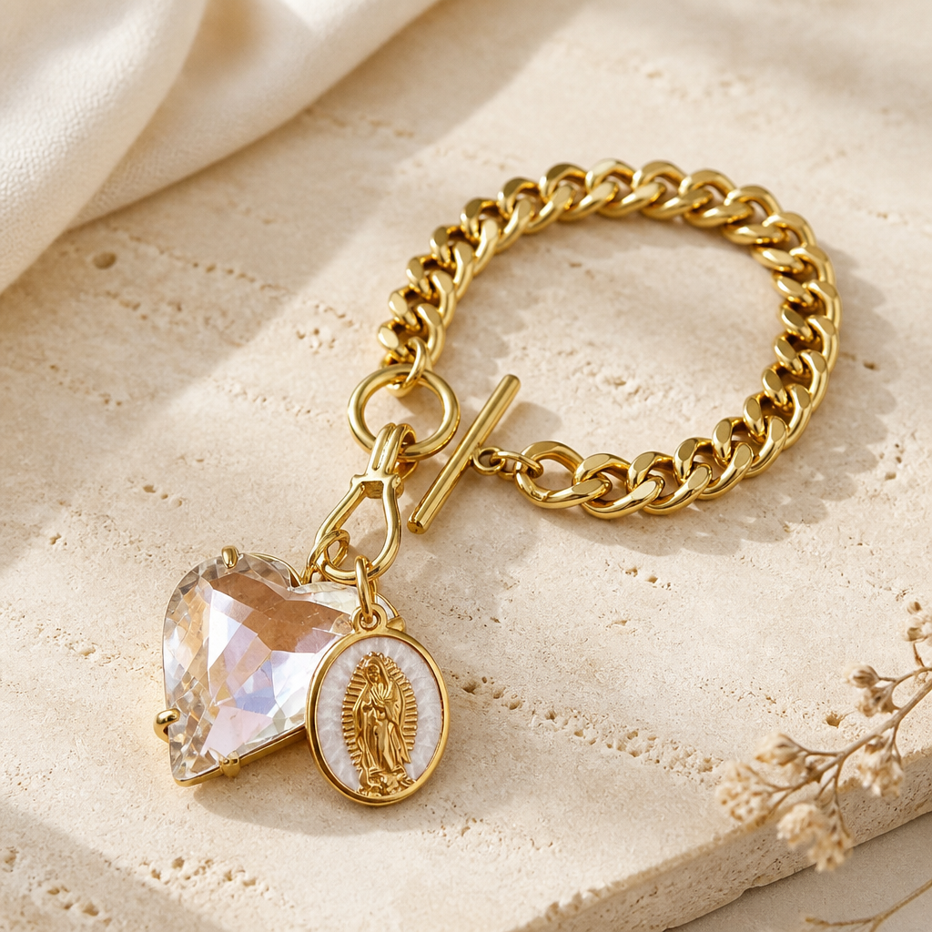 EXVOTOBYNATGAP - BRACELET CHAINE DORÉE AVEC CHARMS COEUR