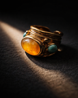 GAS BIJOUX - BAGUE SIMONE DOREE - HEMATOIDE JAUNE ET AVENTURINE - TAILLE S