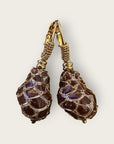 GAS BIJOUX - Boucles d’oreilles TAO BIWA émail marron dorées à l’or fin