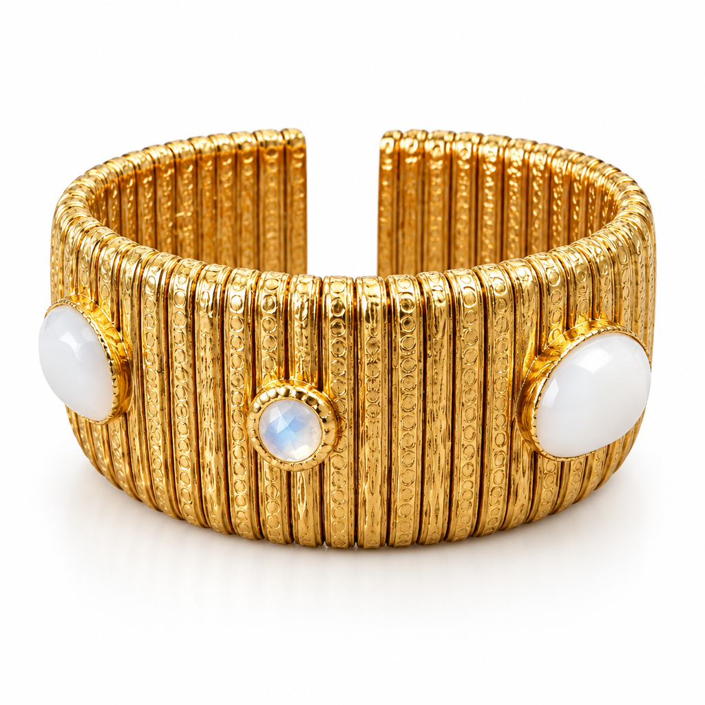 GAS BIJOUX - BRACELET STARLETTE GRAND MODELE DORÉ - NACRE BLANCHE