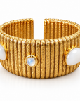 GAS BIJOUX - BRACELET STARLETTE GRAND MODELE DORÉ - NACRE BLANCHE