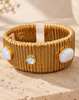 GAS BIJOUX - BRACELET STARLETTE GRAND MODELE DORÉ - NACRE BLANCHE