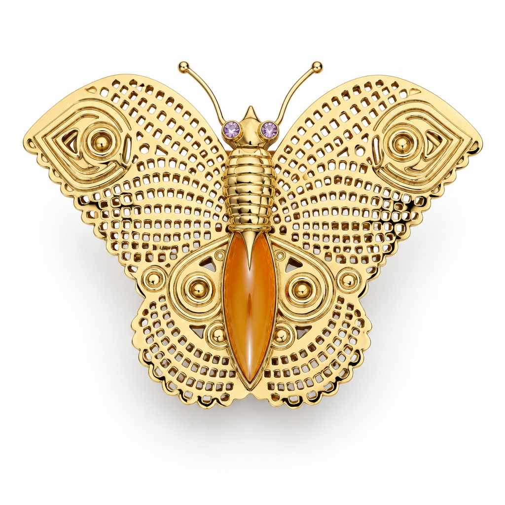 GAS BIJOUX - BROCHE PAPILLON TRES GRAND MODELE - DORÉE
