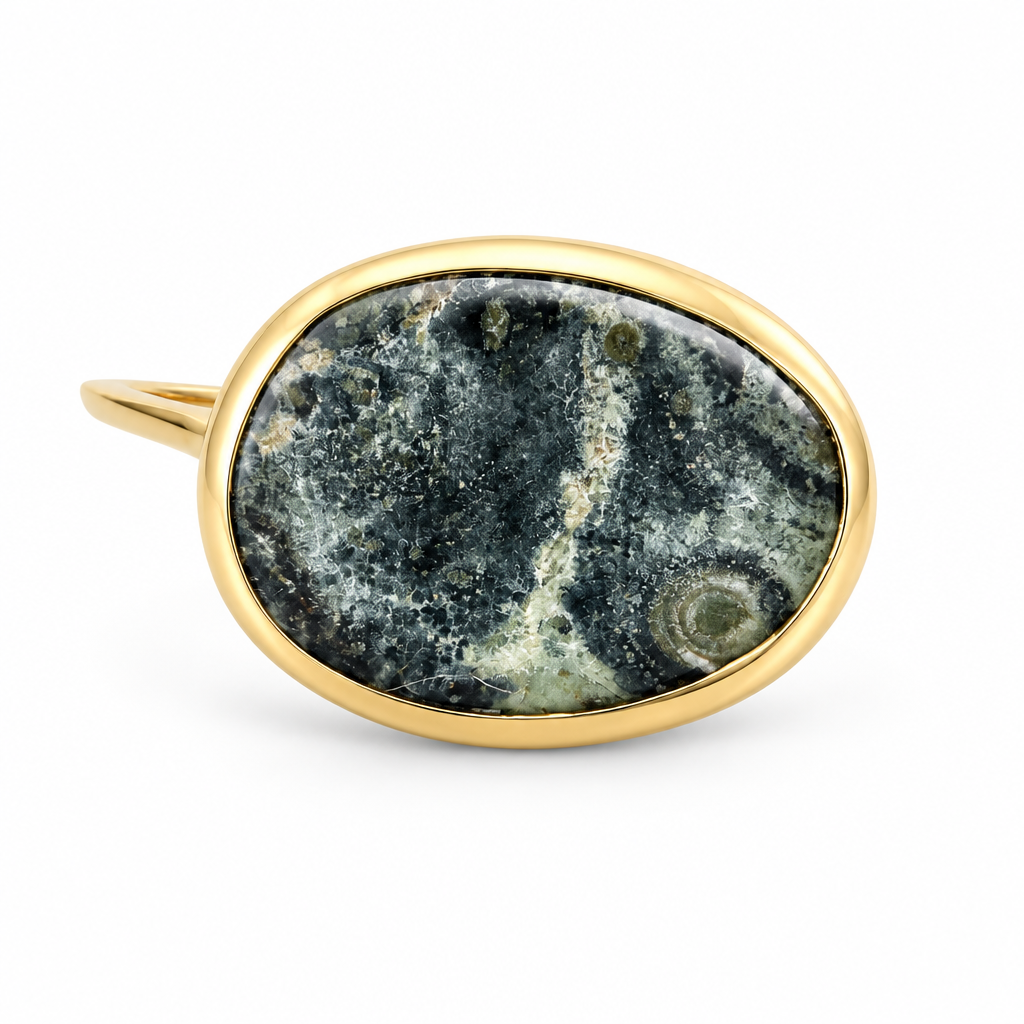 GAS BIJOUX - BAGUE AURA DORÉE PETIT MODÈLE - VESSONITE - AJUSTABLE