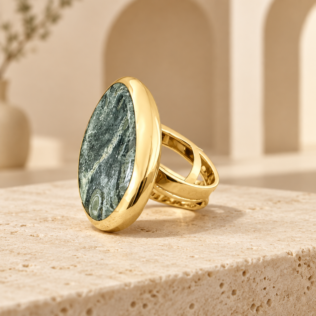GAS BIJOUX - BAGUE AURA DORÉE PETIT MODÈLE - VESSONITE - AJUSTABLE