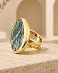 GAS BIJOUX - BAGUE AURA DORÉE PETIT MODÈLE - VESSONITE - AJUSTABLE