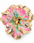 GAS BIJOUX - BROCHE PENSEE DORÉE - ÉMAIL TONS DE ROSES