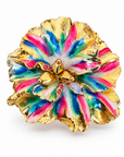 GAS BIJOUX - BROCHE PENSÉE DORÉE - TONS DE ROSE, BLEU ET VERT