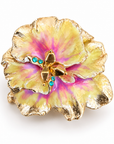 GAS BIJOUX - BROCHE PENSÉE DORÉE - ÉMAIL TONS DE JAUNE ET ROSE