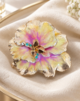 GAS BIJOUX - BROCHE PENSÉE DORÉE - ÉMAIL TONS DE JAUNE ET ROSE