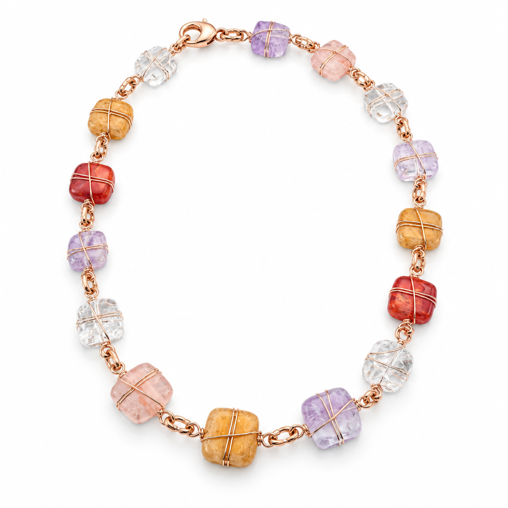 GAS BIJOUX - COLLIER RAINBOW SQUARE MULTICOLORE - NEW COLOR