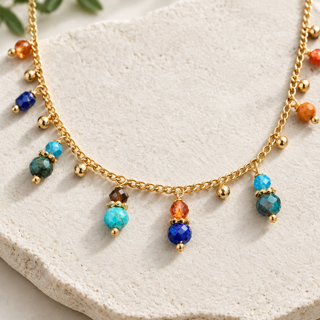 GAS BIJOUX - COLLIER TANGERINE DORÉE - MULTICOLORE