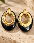 GAS BIJOUX - BOUCLES D'OREILLES SELVA GRAND MODELE DORÉ - ACETATE NOIR - CLIPS