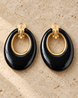GAS BIJOUX - BOUCLES D'OREILLES SELVA GRAND MODELE DORÉ - ACETATE NOIR - CLIPS