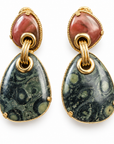 GAS BIJOUX - BOUCLES D'OREILLES SILIA GRAND MODELE CLIPS - JASPE ROUGE ET VESSONITE