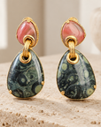 GAS BIJOUX - BOUCLES D'OREILLES SILIA GRAND MODELE CLIPS - JASPE ROUGE ET VESSONITE