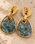 GAS BIJOUX - BOUCLES D'OREILLES SILIA GRAND MODELE CLIPS - JASPE ROUGE ET VESSONITE