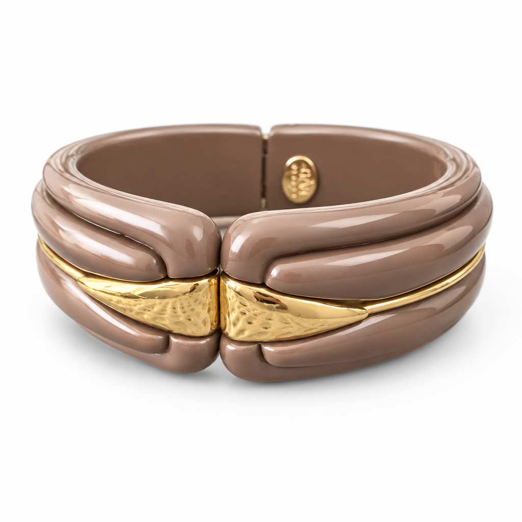GAS BIJOUX - BRACELET ECUME METAL DORÉ - ACÉTATE MARRON