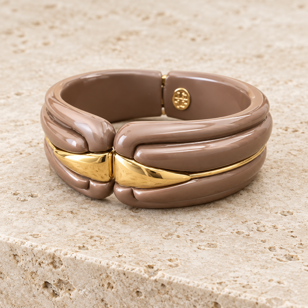 GAS BIJOUX - BRACELET ECUME METAL DORÉ - ACÉTATE MARRON