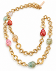 GAS BIJOUX - SAUTOIR RAINBOW DORÉ - QUARTZ, CITRINE, CORNALINE, AMAZONITE ET VESSONITE