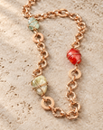GAS BIJOUX - SAUTOIR RAINBOW DORÉ - QUARTZ, CITRINE, CORNALINE, AMAZONITE ET VESSONITE