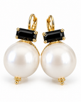GAS BIJOUX - BOUCLES D'OREILLES DECALCIA DORÉES - BLANCHES CRISTAUX NOIRS