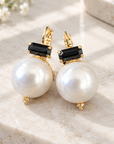 GAS BIJOUX - BOUCLES D'OREILLES DECALCIA DORÉES - BLANCHES CRISTAUX NOIRS