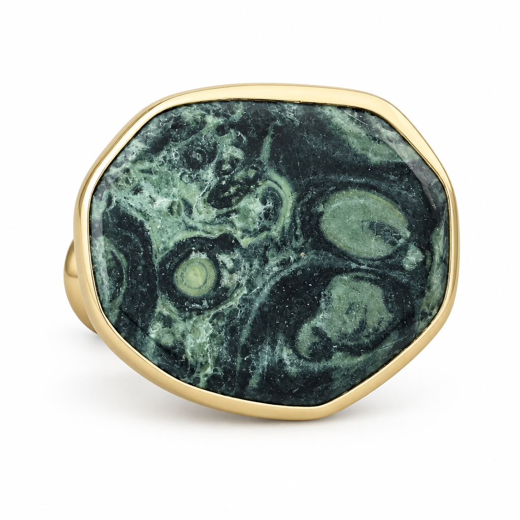 GAS BIJOUX - BAGUE AURA DORÉE GRAND MODELE - VESSONITE