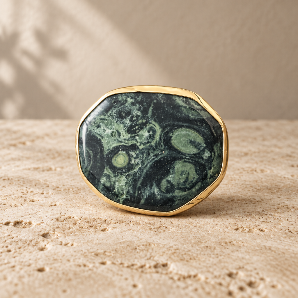 GAS BIJOUX - BAGUE AURA DORÉE GRAND MODELE - VESSONITE