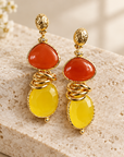 GAS BIJOUX - BOUCLES D'OREILLES SIRENA 2.0 DORÉES - CORNALINE ET CITRINE