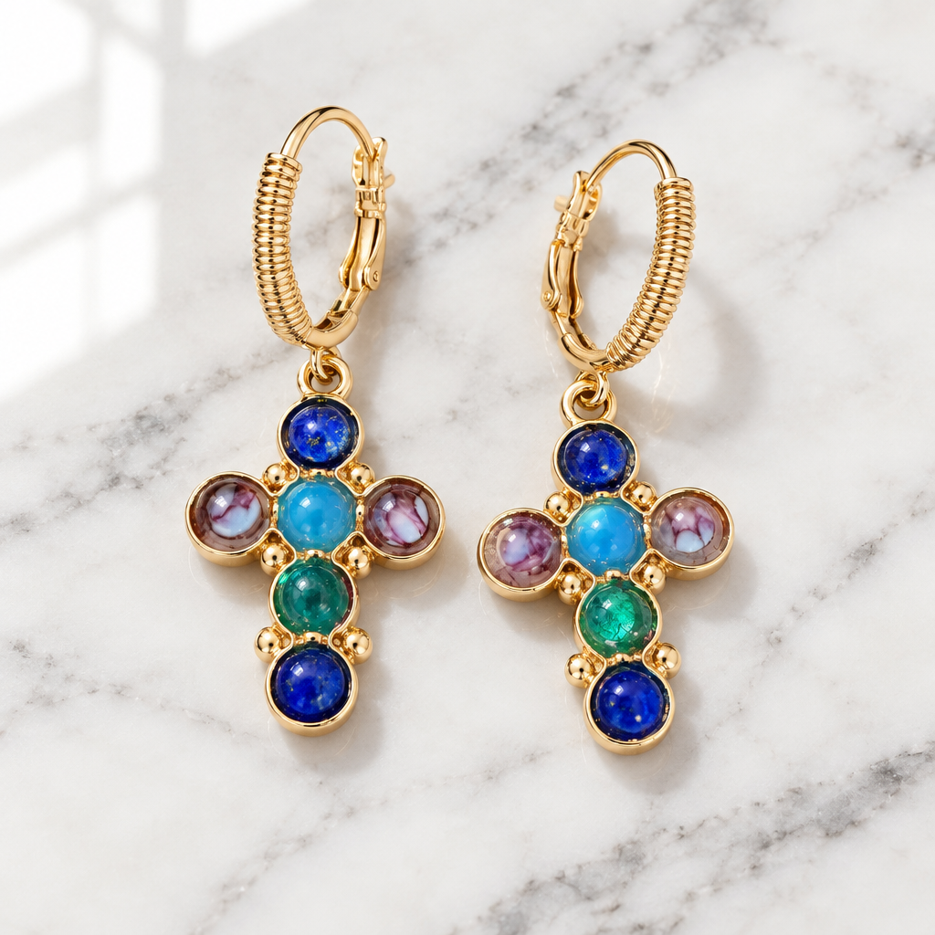 GAS BIJOUX - BOUCLES D'OREILLES TAO CRUZITA DORÉES - NEW COLOR