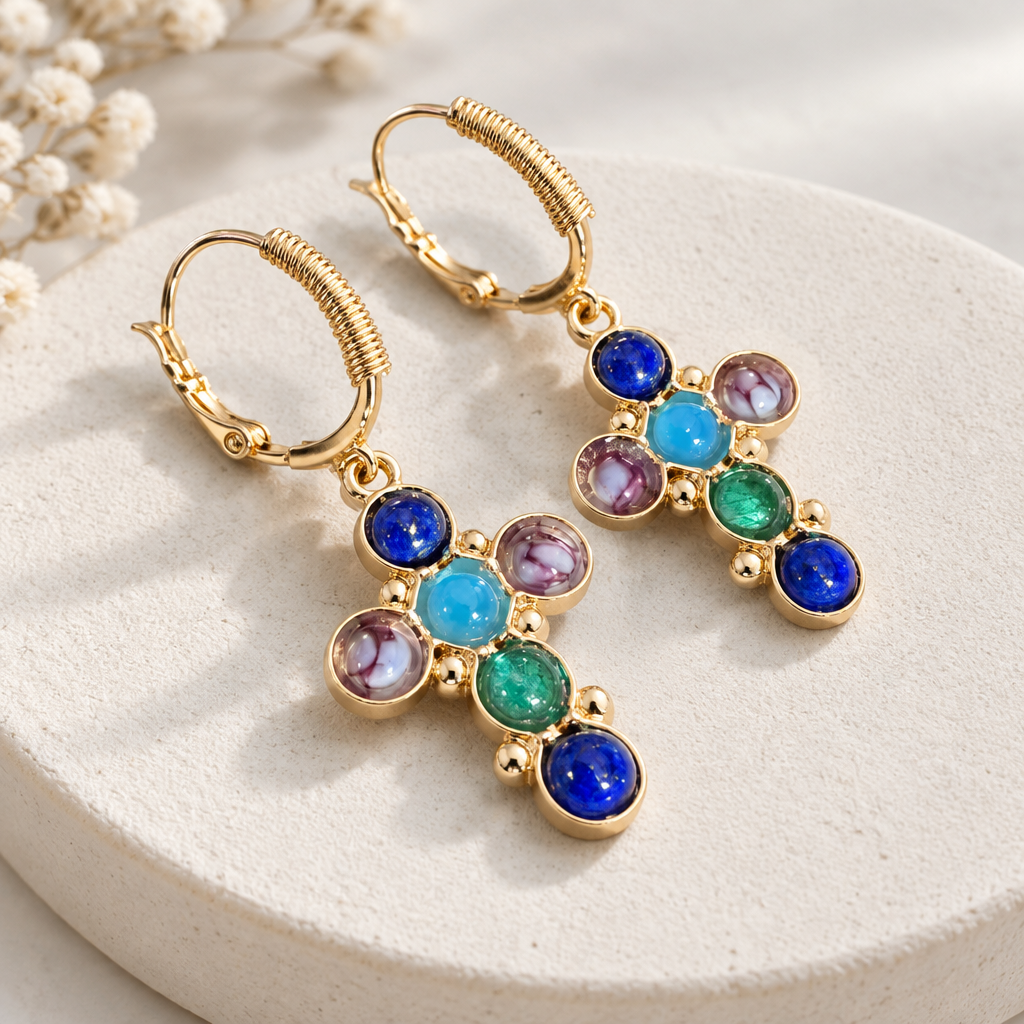 GAS BIJOUX - BOUCLES D'OREILLES TAO CRUZITA DORÉES - NEW COLOR