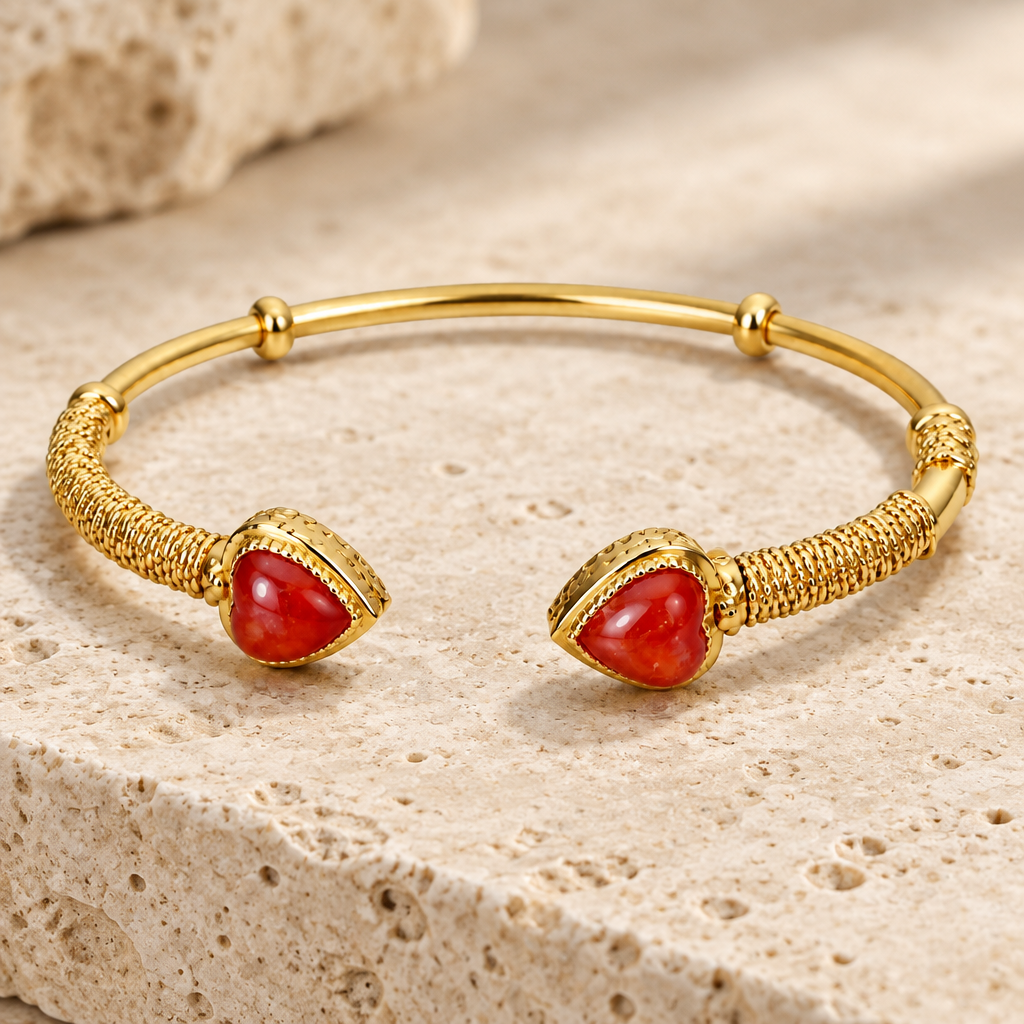GAS BIJOUX - BRACLET DUALITY AMORE DORÉ - CORNALINE