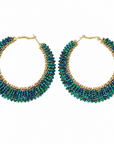 GAS BIJOUX - BOUCLES D'OREILLES CREOLES TRES GRAND MODELE DORÉES - VERTES ET NOIRES