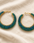 GAS BIJOUX - BOUCLES D'OREILLES CREOLES TRES GRAND MODELE DORÉES - VERTES ET NOIRES