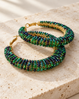 GAS BIJOUX - BOUCLES D'OREILLES CREOLES TRES GRAND MODELE DORÉES - VERTES ET NOIRES