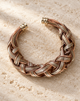 GAS BIJOUX - BRACELET JONC FILEO DORÉ ET CUIR NATUREL - AJUSTABLE