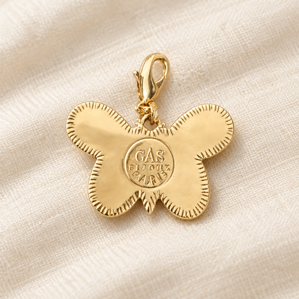 GAS BIJOUX - CHARM'S PAPILLON DORÉ ÉMAILLÉ