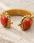 GAS BIJOUX - BRACELET AMARANTE DOUBLE DORÉ - JASPE ROUGE