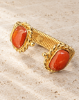 GAS BIJOUX - BRACELET AMARANTE DOUBLE DORÉ - JASPE ROUGE