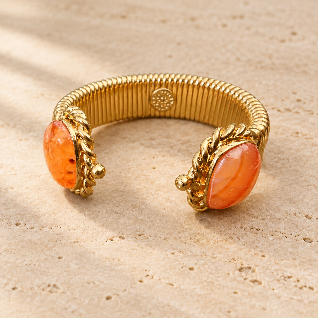 GAS BIJOUX - BRACELET AMARANTE DOUBLE DORÉ - CORNALINE
